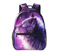 Zaino Daypack in poliestere resistente per trekking, picnic, passeggiate, ciclismo, borsa a tracolla multiuso antifurto di grande capacità, zaino casual Blue Universe Galaxy Magic Wolf In The Space
