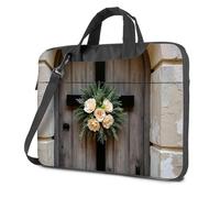 Zaino del computer per gli uomini croce con fiori sulla porta di legno borsa del computer portatile zaino del computer portatile 17 pollici borsa del computer portatile, Colore, 26x36cm