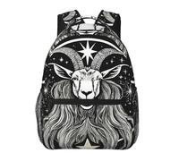 Zaino della Scuola Casuale Borse da Scuola Sun Moon Star Goth Gothic Witch Goat Black Facile da pulire Zaino da Escursionismo per Ragazzi Donna Scuola Materna 29X40cm