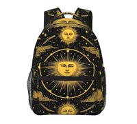Zaino della Scuola Casuale Daypack Sun Crescent Moon Stars Astrology Tarot Cards Facile da pulire Zaino per Bambini per Ragazzi Ragazze Donna 29X40cm
