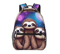 Zaino della Scuola Leggero Borse da Scuola Full Moon Space Sloth Family Facile da pulire Zaino per Bambino per Ragazzi Bambini Uso giornaliero 29X40cm