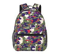 Zaino della Scuola Moda Borse da Scuola Colorful Camo Army Camouflage Art Portatile Zaino Bambini per Esterni Campeggio Ragazzi 29X40cm