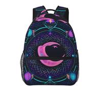 Zaino della Scuola Unisex Daypack Sacred Geometric Symbol Purple Space Galaxy Stars Mystic Sun Moon Stampa Zaino per Bambini per Ragazzi Bambini Esterni 29X40cm