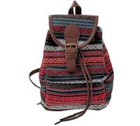 Zaino di Tela Bohemien Vintage Zaino Boemo Piccolo Signore Zaini da viaggio Racksack(Rosso)