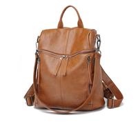 Zaino Donna in Cuoio Morbido - Daypack Scuola Casual 2 in 1 come Zaino e Tracolla, Backpack Vintage Multipocket Leggeri di Grande Capacità e Moda per Lavoro, College e Viaggi