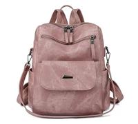 Zaino Donna in Pelle PU, Borsa Zaino Donna Impermeabile Zaini Casual Daypack Scuola Antifurto Borse a Zainetto, Zaino Scuola Zaino da Viaggio Donna Moda, Zainetto Donna Elegante per Lavoro (Rosa)