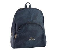 Zaino donna Stitch Disney effetto scamosciato backpack 34 x 27 x 12 cm blu navy con motivo in rilievo tasche interne e spallacci regolabili elegante resistente e ideale per lavoro o tempo libero