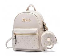 Zaino donna zainetto vintage zip pelle sintetica bianco oro casual borchie 1011
