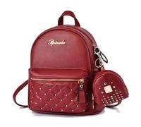 Zaino donna zainetto vintage zip pelle sintetica rosso oro casual borchie 1011