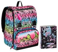 Zaino Doppio Scomparto Estensibile Seven, JumpLove, Rosa, Maxi Capienza, Schienale Preformato, Scuola & Viaggio + Seven Diario 12 Mesi, Nero, Ragazza