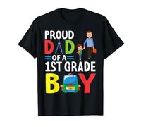 Zaino e Bussola per Studenti con Scritta Proud Dad of A 1st Grade Boy Son Maglietta