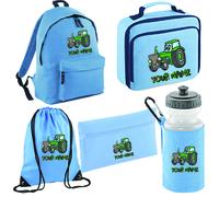 Zaino e lunch box per trattore ritorno a scuola personalizzati con nome perso...
