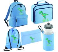 Zaino e lunch box personalizzati per bambini dinosauro ritorno a scuola kit n...