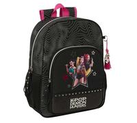 Zaino energetico Safta K-Pop Demon Hunters - Compatibile con trolley - Tasca frontale - Portaborraccia - Doppia cerniera - Maniglia superiore - Schienale imbottito - 33x42x14 cm - Nero e rosa