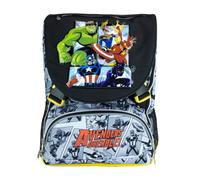 Zaino Estensibile Avengers Cerdà | Licenza Ufficiale Marvel | 20-30L | Scuola Bambini Elementari e Medie | Grigio e Nero con Patch PVC e Bande Retroriflettenti
