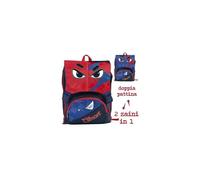 ZAINO ESTENSIBILE BE SMART BLU ROSSO CON TASCHE CARTELLA SCUOLA ELEMENTARI MEDIE