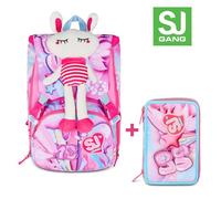 SJ GANG STYLE JAM GANG Zaino Scuola Estensibile Big, Fucsia, Zaino con Divisorio Interno, Tasca Superiore Peluche, Tasca per Borraccia, 24 L, Zaino Scuola Elementare, Bambina