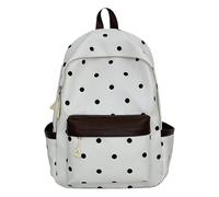 Zaino estetico a pois con ciondolo a forma di stella, da viaggio, casual, Kawaii, per studenti delle elementari e medie (beige)