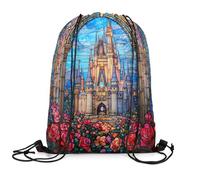 Zaino Fitness Beautiful Scene Gothic Architecture Modern Art Luxury Sky Blue Resistente Borsa con Coulisse Traspirante Sacca da Palestra per Uomo Calcio Sport 39X46Cm