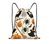 Zaino Fitness Cartoon Halloween Elements Multifunzionale Borsa Coulisse Stringa Regolabili Sportiva Gym Sack per Scuola Donna Studenti 39X46Cm