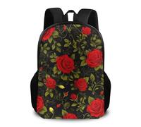 Zaino Florals Flowers Black Red Roses Daypack Leggero Zaino Da Scuola Resistente Zaini Per Notebook Viaggio Office