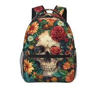 Zaino Florals Skull Dark Botanical Skeleton Gothic Flower Zaini Trekking Backpack Unisex Daypack Per Escursioni Office Outdoor