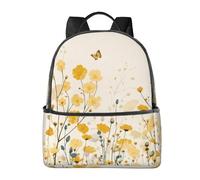 Zaino floreale con margherite e farfalle, per donne e uomini, con fiori di campo e fiori selvatici, borsa per la scuola per adolescenti, zaino casual per università, viaggi, lavoro