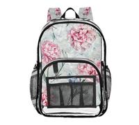 Zaino floreale grande rosa pronto per la scuola borse per libri trasparenti con tasca laterale zaino trasparente resistente, fiore grande rosa, 1 taglia, Fiore grande rosa, 1 size