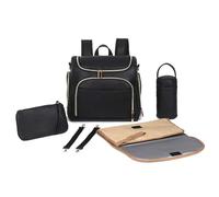 Zaino for borsa for pannolini for pannolini for bambini in pelle PU + fasciatoio + cinghie for passeggino + borsa isolante + borsa for cosmetici Per La Raccolta Di Salviette, Pannoli(Black)