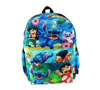Zaino grande da 16"" con stampa oversize di Lilo e Stitch con scomparto per laptop - A19563 multicolore