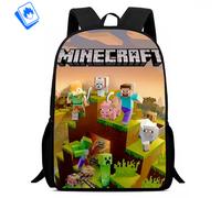 Zaino Grande Minecraft - Scuola Elementare Media - Creeper & Steve - 39x29x12 cm