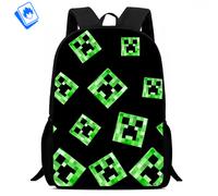 Zaino Grande Minecraft - Scuola Elementare Media - Creeper & Steve - 39x29x12 cm
