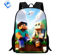 Zaino Grande Minecraft - Scuola Elementare Media - Creeper & Steve - 39x29x12 cm