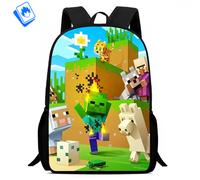 Zaino Grande Minecraft - Scuola Elementare Media - Creeper & Steve - 39x29x12 cm