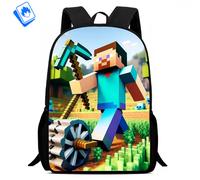 Zaino Grande Minecraft - Scuola Elementare Media - Creeper & Steve - 39x29x12 cm