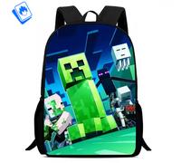 Zaino Grande Minecraft - Scuola Elementare Media - Creeper & Steve - 39x29x12 cm
