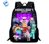 Zaino Grande Minecraft - Scuola Elementare Media - Creeper & Steve - 39x29x12 cm