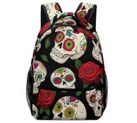 Zaino Halloween Mexican Day Dead Sugar Skulls Zaino Da Scuola Unisex Zaini Resistente Daypack Per Escursioni Scuola Office