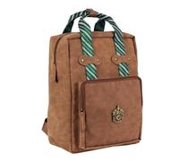 Zaino Harry Potter backpack 38×27×11 cm in PU idrorepellente con emblema casa di Hogwarts dorato spallacci imbottiti e tasche interne ideale per scuola o tempo libero (Serpeverde)