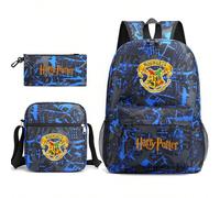 Zaino Harry Potter WB in 3 pezzi, zaino casual da college di stile alla moda, zaino stampato di grande capacità per uso esterno, zaino carino a tema cartoni animati, ideale per il ritorno a scuola, Og
