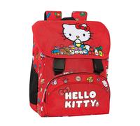 HELLO KITTY - Zaino Scuola Elementare Ufficiale Hello Kitty, Chiusura a Patta, 2 Scomparti Centrali, Tasca Frontale, Spallacci Regolabili e Imbottiti, Retro e Fondo Termoformati, 26x37hx22 cm