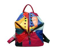 Zaino hippie Boho | Borsa in pelle per computer portatile patchworks | Zaino casual da giorno, borsa antifurto, borsa alla moda per studenti, Colorato 2, Fare riferimento alla descrizione, Unisex