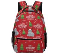 Zaino Hippo Christmas Tree Candy Zaino Da Scuola Resistentezaini Grande Backpack Per Notebook Office Outdoor