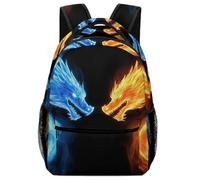 Zaino Ice Blue And Red Fire Flame Dragon Backpack Trekking Zainetto Resistente Zaino Da Scuola Per Notebook Office Campeggio