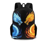Zaino Ice Blue And Red Fire Flame Dragon Zainetto Resistente Backpack Leggero Daypack Per Notebook Escursioni Scuola