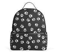 Zaino impermeabile con stampa di zampe di cane in stile cartone animato, borsa da palestra, zaino da palestra, zaino divertente, carino nero scuro e bianco, stile casual, per attività all’aperto, viaggi, sport per donne e uomini
