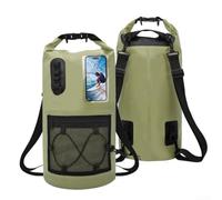 Zaino impermeabile in PVC con tasche in rete con cerniera e cinghie di sicurezza per l'organizzazione di attrezzi all'aperto (20 l, verde militare)