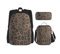 Zaino impermeabile leggero con bandiera a scacchi (set da 3 pezzi) con borsa per il pranzo, astuccio per ufficio e scuola, Pietra di Petoskey, Taglia unica