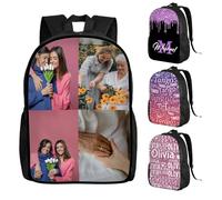Zaino impermeabile personalizzato per computer portatile con foto, nome personalizzato testo logo Daypack, borsa da lavoro da viaggio scolastica unica ideale per studenti adulti, 4 Foto, M, Casual