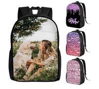 Zaino impermeabile personalizzato per computer portatile con foto, nome personalizzato testo logo Daypack, borsa da lavoro da viaggio scolastica regalo unico per studenti adulti, 1 foto., M, Casual